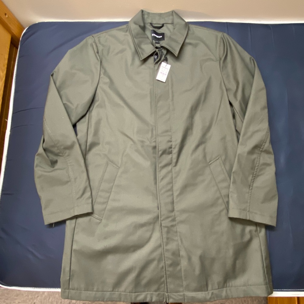 EXPRESS GREEN TRENCH COAT RAIN JACKET SIZE MEDIUM